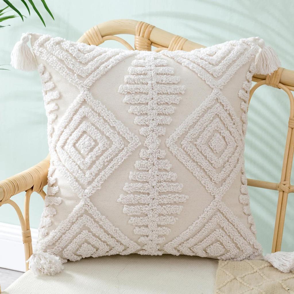 Tufted Pillow Moroccan Tufted Velvet Tassel Cushion Lumbar Pillow Cushion Cover Nordic Living Room Sofa Pillow Cover