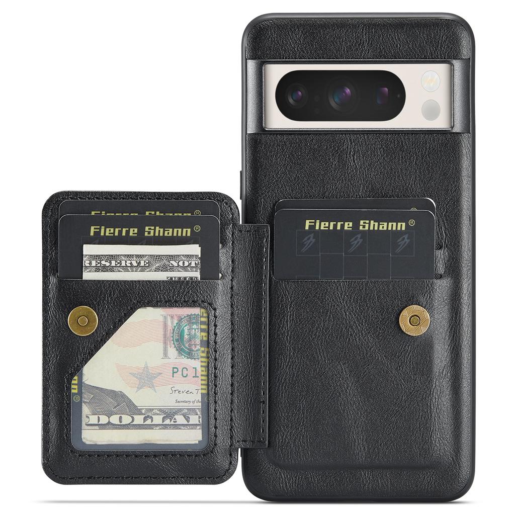 For Google Pixel 8 Pro Case with Card Holder and Kickstand RFID Blocking Leather Coating Back Cover
