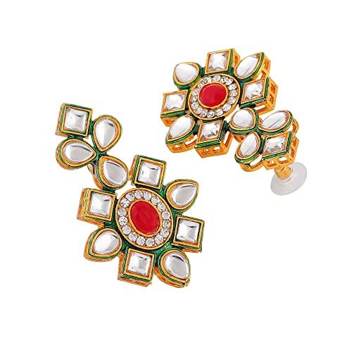 Estele Gehena Gold Plated Stylish Fancy Kundan Pack of 2 Necklace Sets for Women