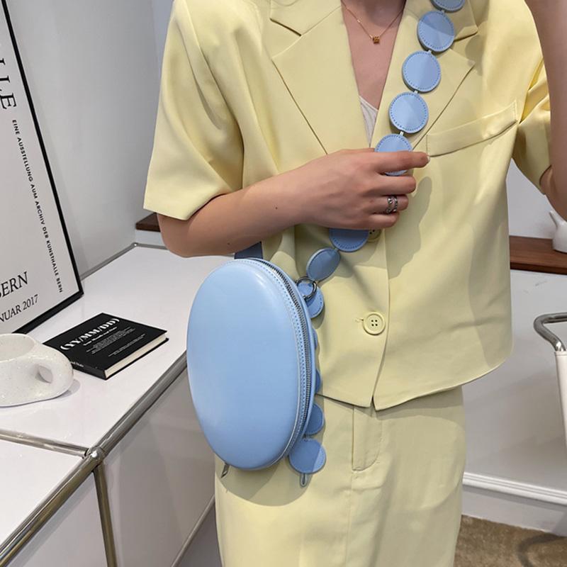 Brand Women Crossbody Bag Purse Summer Oval Small Shoulder Bags Designer Handbag Solid Color Leather Luxury Crossbody Chest Pack