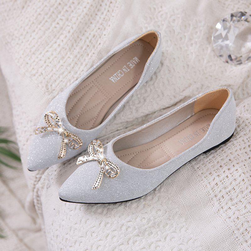 

Новые туфли-балетки для свадьбы 2024 года, туфли невесты, балетки для свадьбы, женские туфли с острым носом, золотые туфли для подружки невесты 40 серебряный