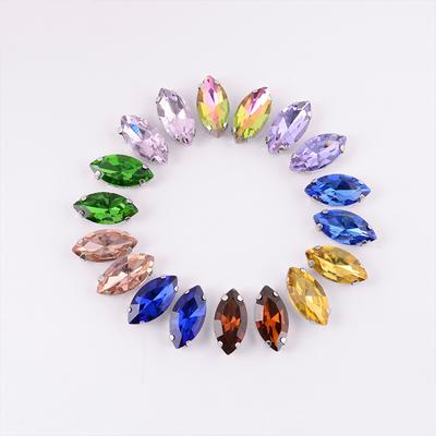 Multicolor 7x15mm Sew On Rhinestones Silvery Claw Horse Eye Shape 20pcs/lot DIY