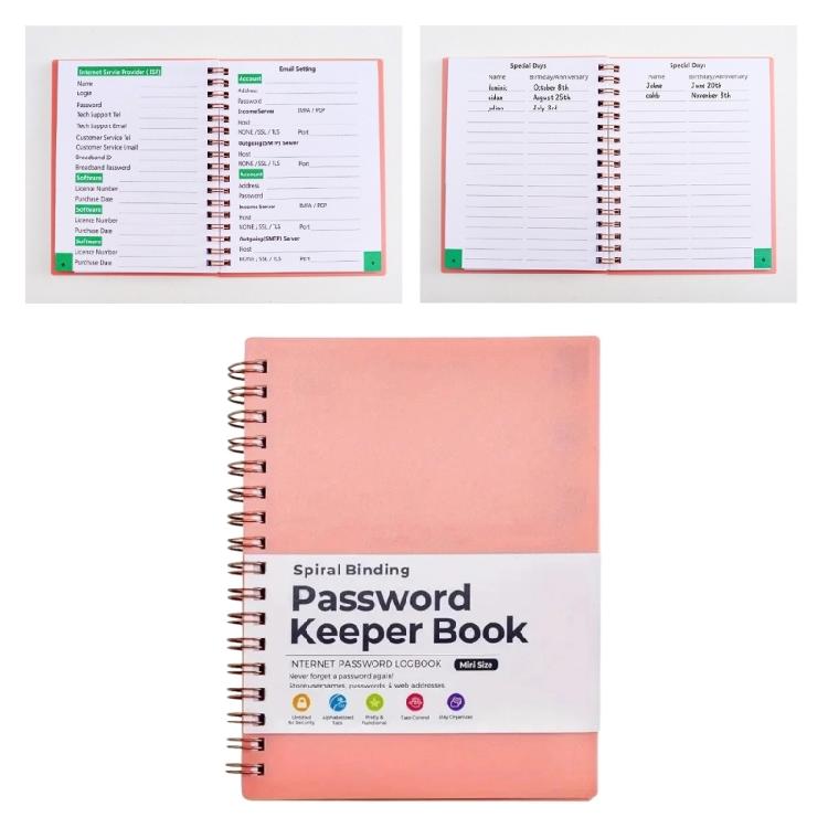 Password Keeper Book Portable Spirals Notebook Password Book with Alphabetical Tabs Office Supplies