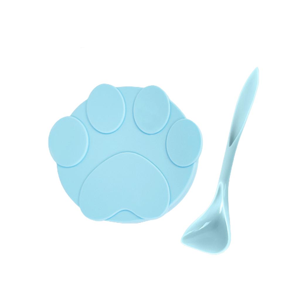 

Silicone Pet Food Can Lid Portable Reusable Cute Solid Color Leakproof Universal Meat Cap Accessories with Feeding Spoon