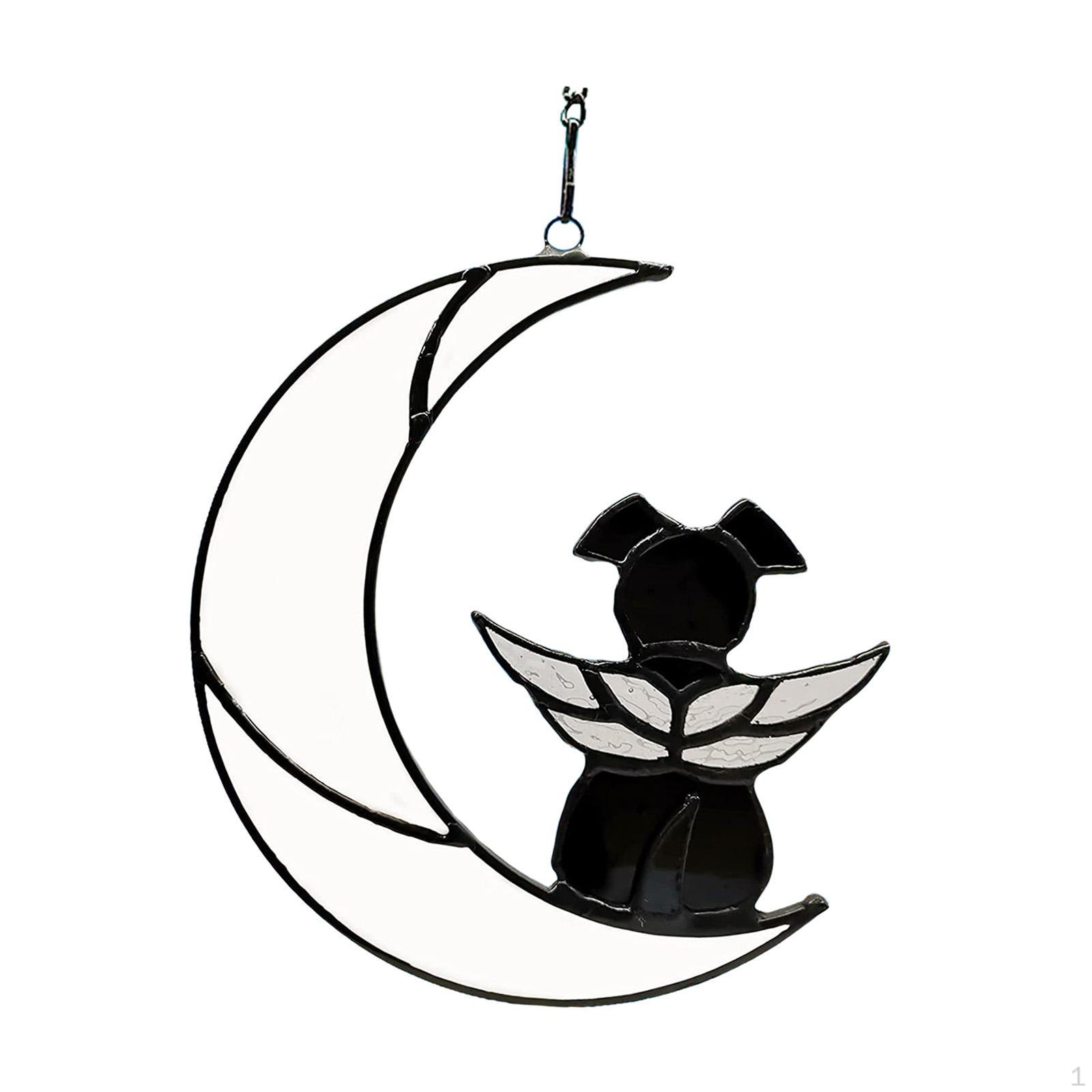 Acrylic Window Hanging Panel Dog Decoration Ornament Pendant for Indoor Outdoor Home White and Blue