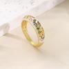 Huajie Elegant Colorful Enamel Floral Rings for Women Inlaid Zircon Golden Piping Banquet Accessories