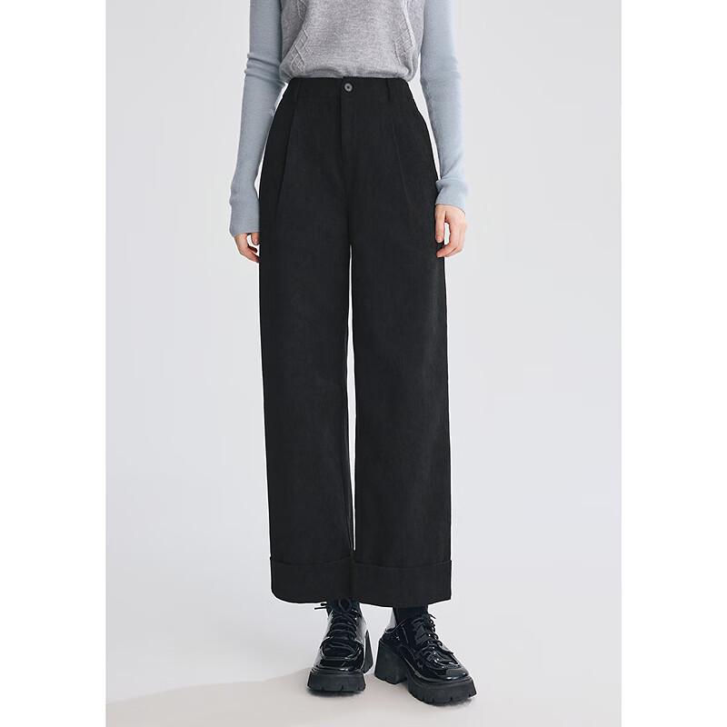 Betu Women's 2025 Winter Corduroy Cropped Straight-Leg Trousers