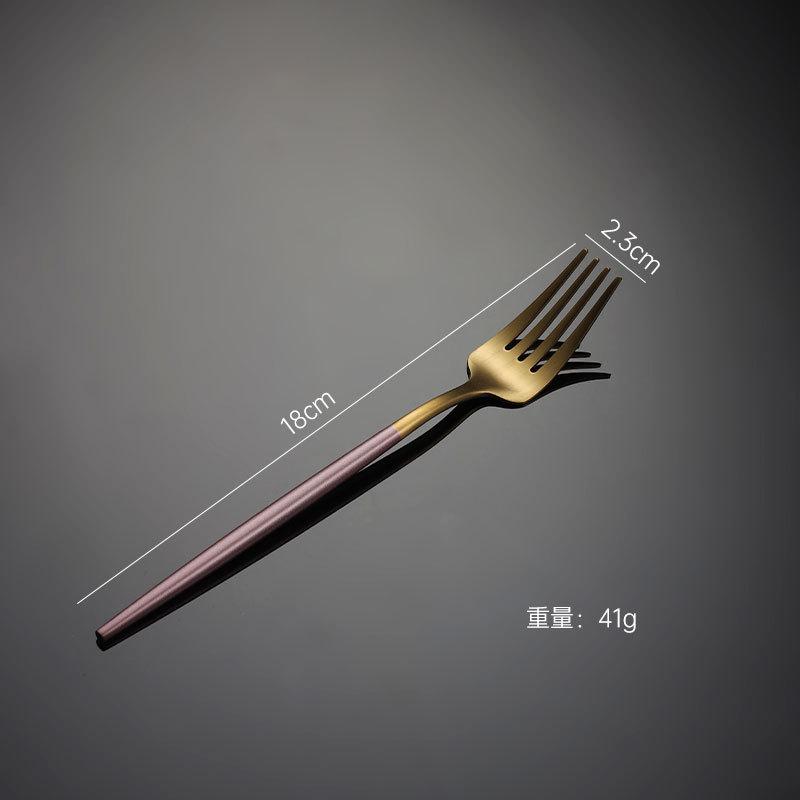 304 Stainless Steel Portuguese Knife and Fork Spoon Titanium-plated Gold Thick Western Tableware Paint Handle Wedding Gift
