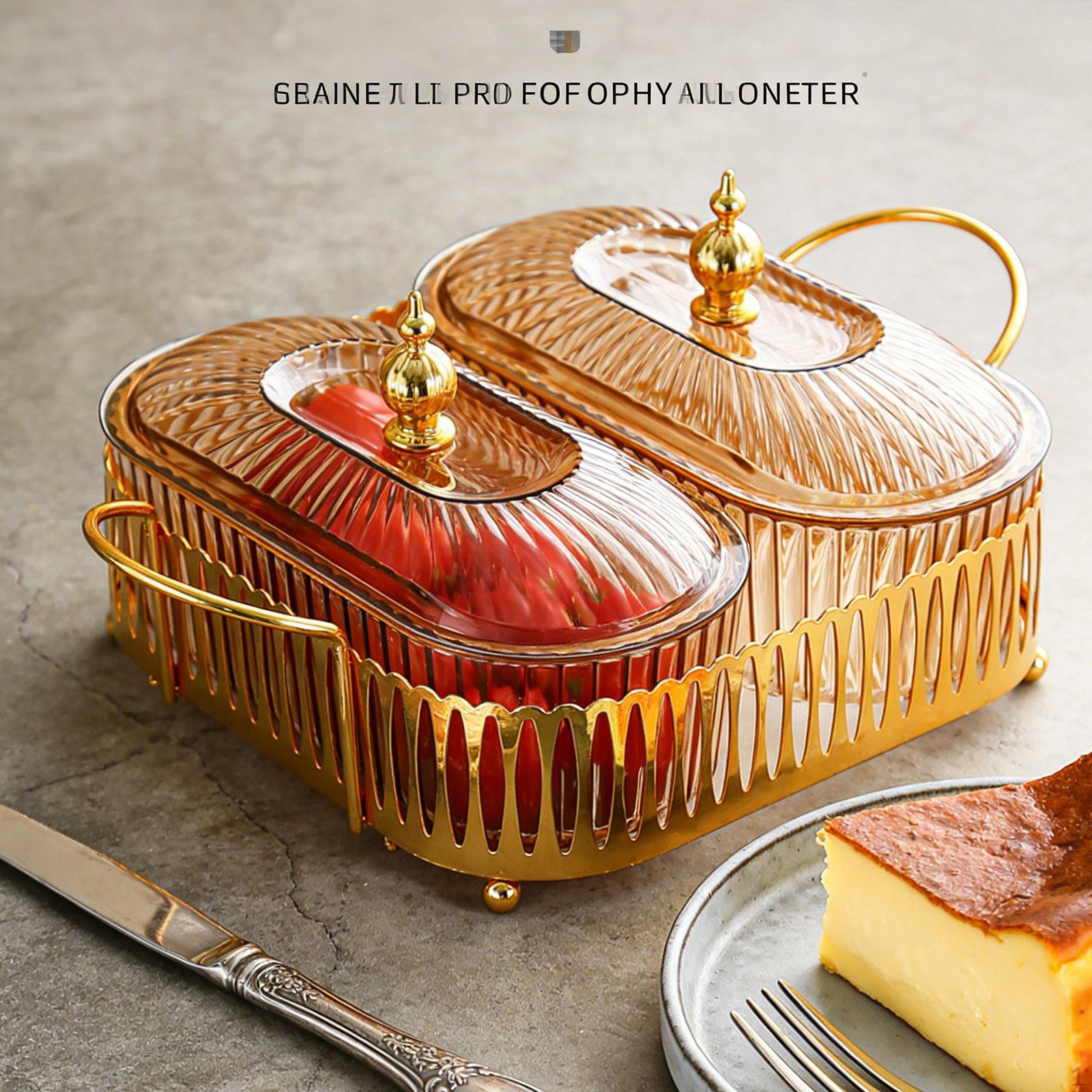 Dessert Dividing Plate Dried Fruit Dish Compartment Appetizer Serving Platter Divided Snack 2 Grid