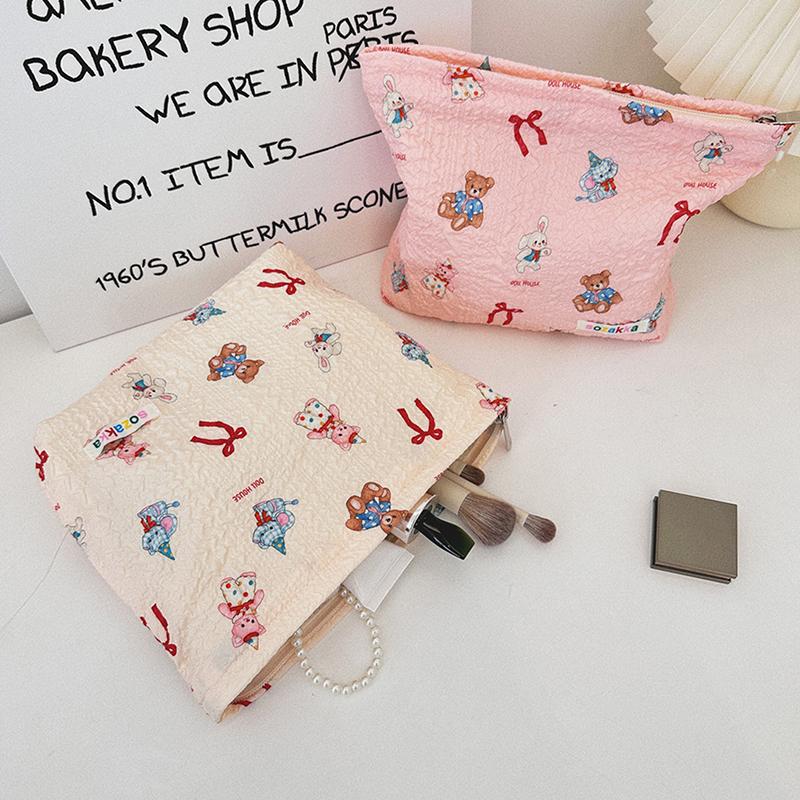Cute Little Bear Rabbit Makeup Bag Portable Women Storage Bag Travel Large Capacity Cosmetic Organizer Pouch