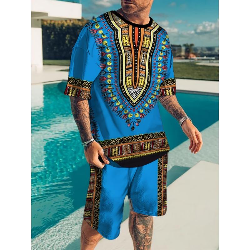Men s novel 3D digital printing comfortable and breathable casual sports suit S