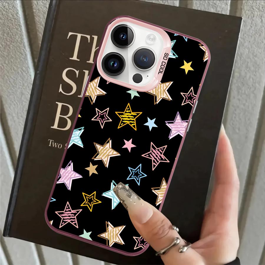 Star Pattern Art Case for iPhone 17 Pro Max XS 11 13 Pro 12 XR 15 Plus 16 Air 14 Back Phone Cover