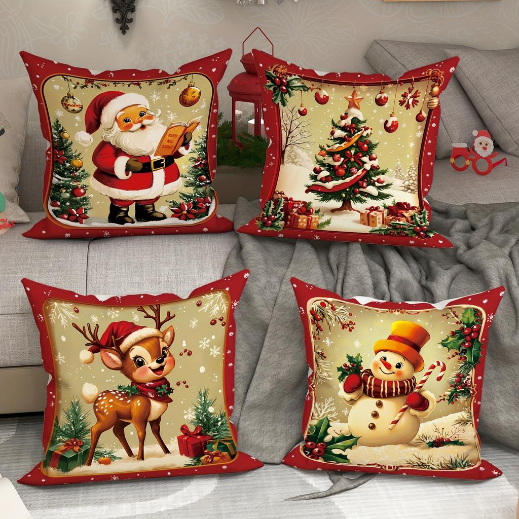 Christmas decoration pillowcase New Year gift Santa Claus Fawn Snowman pattern home room decoration sofa cushion cover