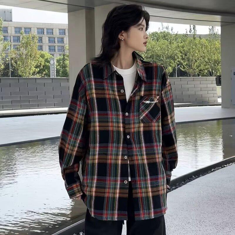 2024 dopisní košile s dlouhým rukávem Japonský hongkongský styl volná košile pro chlapce léto trendy všestranný ležérní kabát