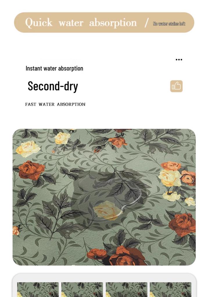 Retro 2026 Diatomaceous Earth Quick-Dry Non-slip Kitchen Mat