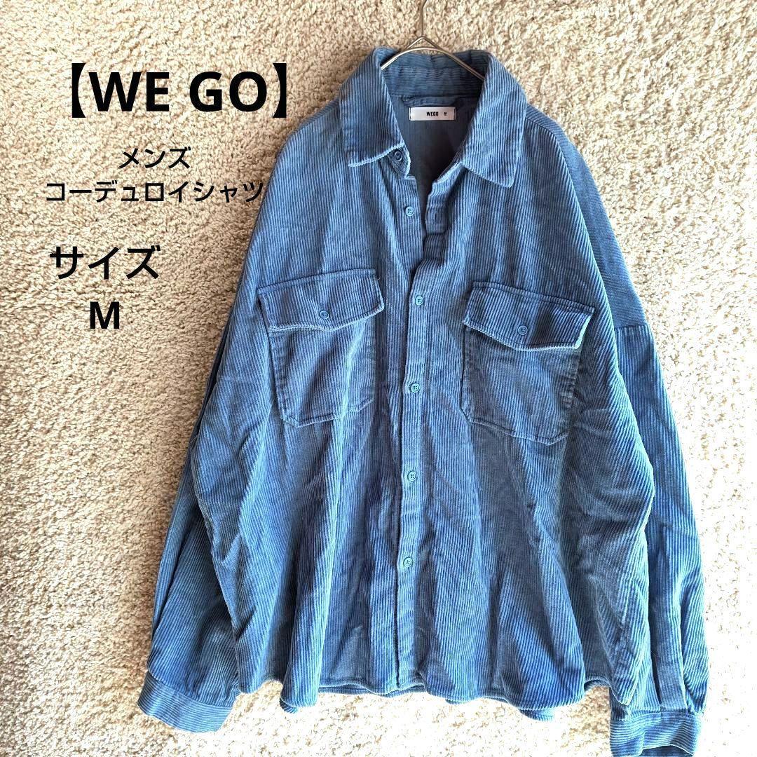[WEGO] Men s Corduroy Long Sleeve Shirt M Blue Blue