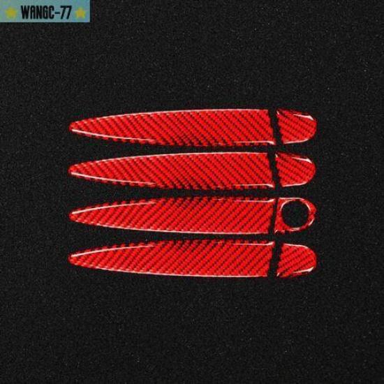 Red Carbon Fiber Car Door Handle Cover Trim For BMW 3 Series E90 E92 05-12 New