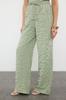 Women's Fashion Mint Woven Wrap Blouse Trousers Top-Bottom Set