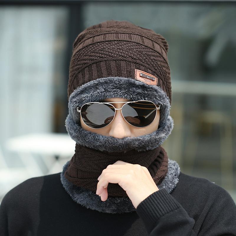 

1Set Winter Warm Hat Scarf Set For Men Women Outdoor Thickened Cycling Hats Scarf Windproof Cold-Proof Scarf Cap кавовий
