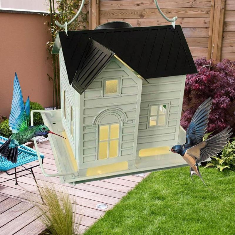 Solar Powered Bird Feeder Bird Feeding Container Squirrel-proof Parrot Food Container For Lawn Patio Backyard Hangable Parakeet