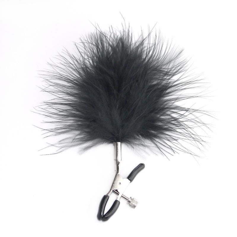 Adult Fun Feather Milk Clip Loosen Adjustable Female Nipple Massage SM Bondage Flirting Double Peak Clip Waterproof Sex Toys