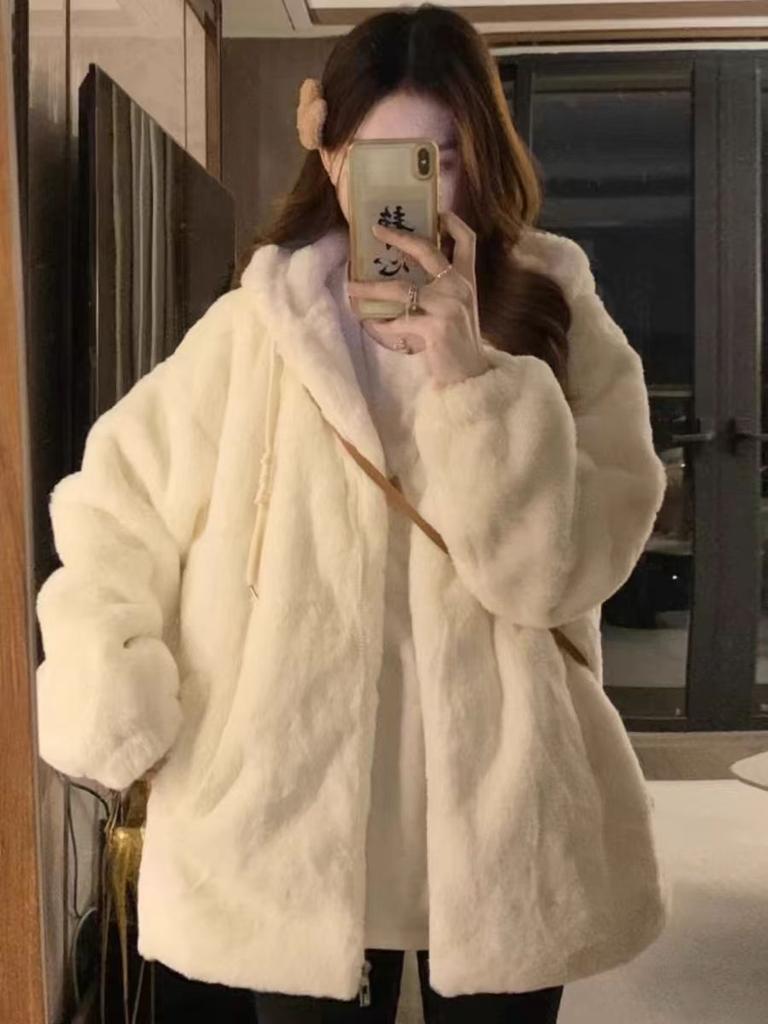 Korean Wool Teddy Jacket Girls' Winter Thick Fluffy Oversized Comfy and Warm Soft Coat Casual