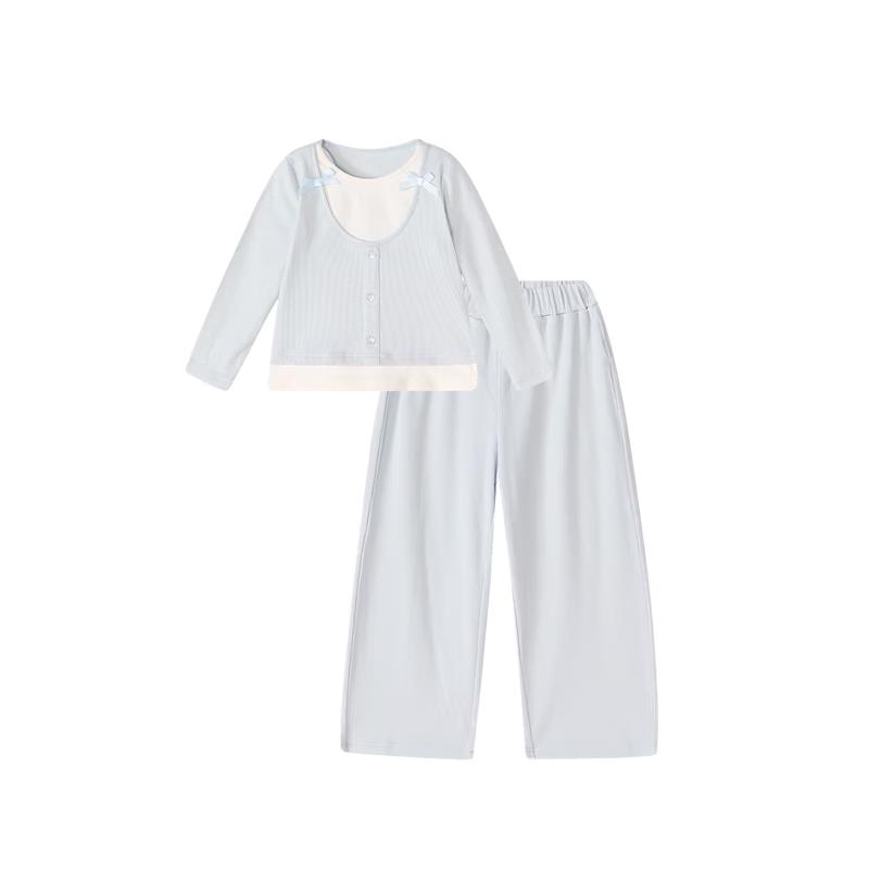 DEESHA Girls Yoga Style Fake Two-Piece Sportswear Set 130