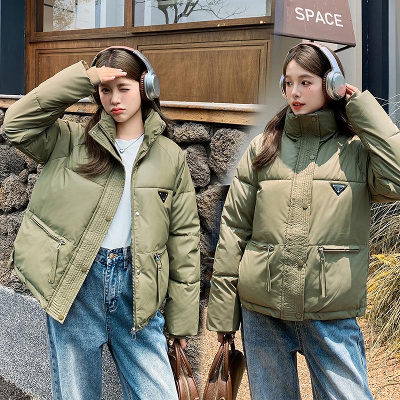 PU leather down cotton jacket women's short 2025 new winter cotton jacket bread jacket padded jacket