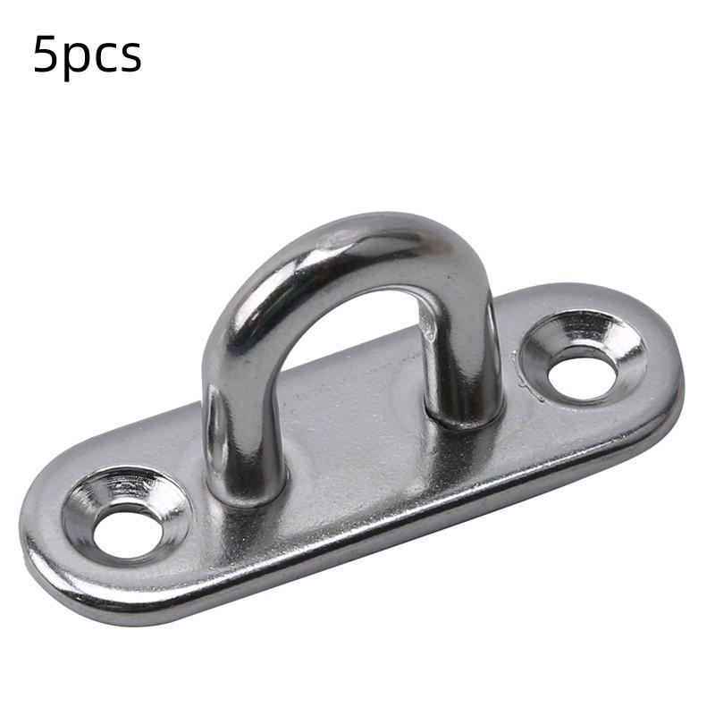 1/5pcs Hooks Eye Plate Heavy Oblong Duty Steel Stainless Pad Mount Wall U Boat Ceiling Hanger Ring Garage Hammock D Design Shape