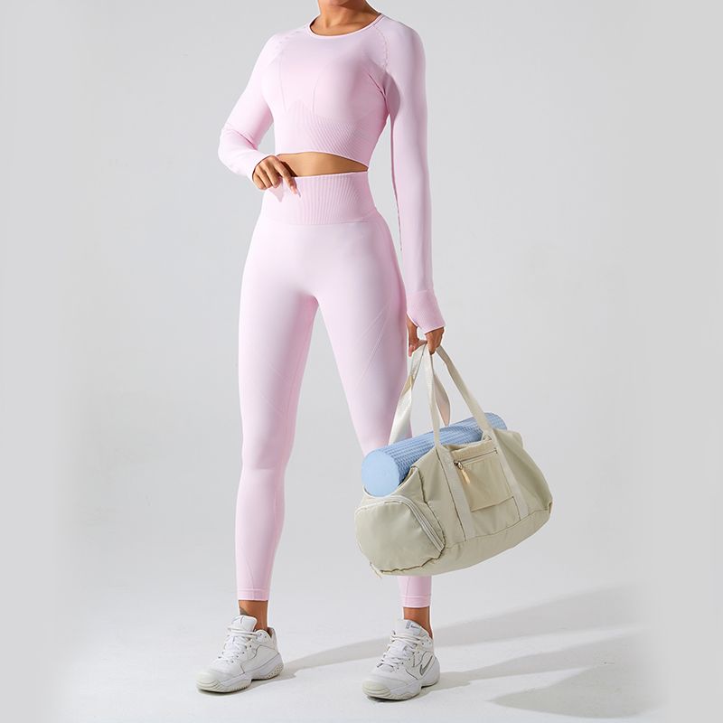 Yoga Clothes Suit Women's 2023 New Arrival Fall and Winter Tight Long Sleeves Fitness Clothes Tops Fancy Bright Color Sports Quick-Drying