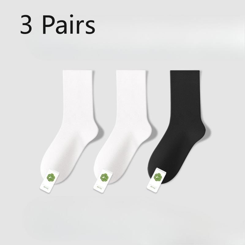 

3 Pairs of Female Spring and Autumn Pure Cotton Breathable Deodorant Boneless Moon Tube Socks 3 pairs