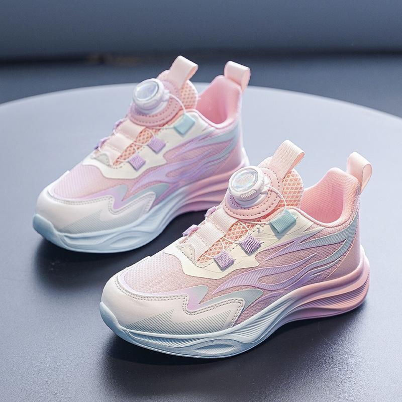 Children Sports Shoes Fashionable Pink Girls Daily Casual Comfortable Tennis Shoes Breathable Lightweight Mesh Running Sneakers