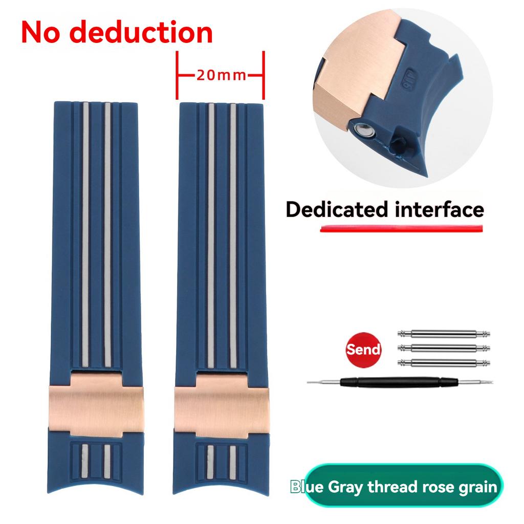 22mm Gebogen Einde Siliconen Rubberen Band Voor Ulysse Nardin 1505 1502 1505 263 DIVER Waterdichte Horlogeband accessoires Met metaal