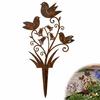 Bird & Metal Garden Stake Decorative Outdoor Stake With Bird And Floral Design For Yard Rustic Garden Art Ornament Hand Painted