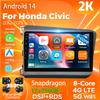 Android 14 Carplay Car Radio For Honda Civic 2012 - 2015 Multimedia Video Player Navigation GPS Stereo Head Unit 360 Camera DVD