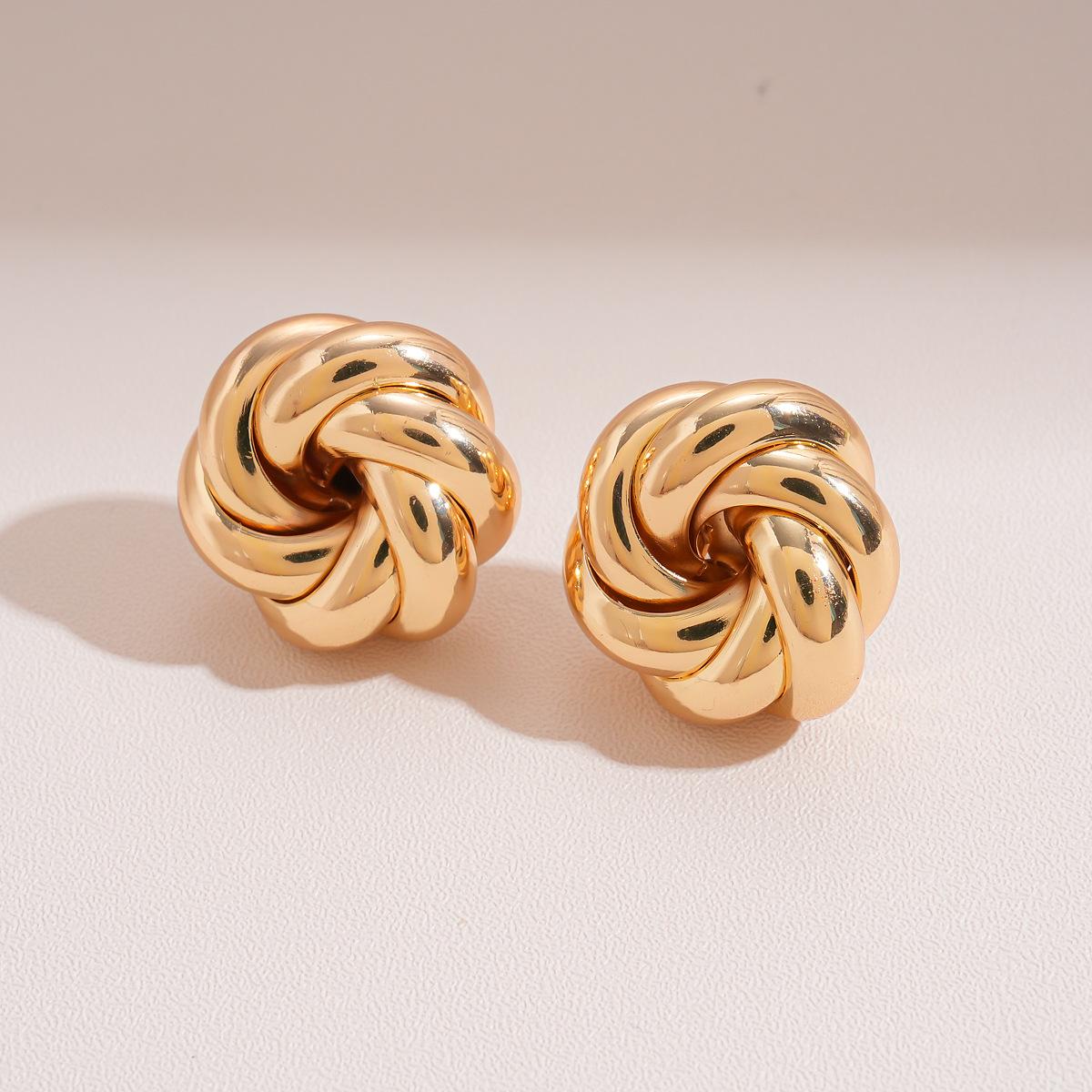 Metallic vortex flower silver needle stud earrings temperament fashion ins earrings