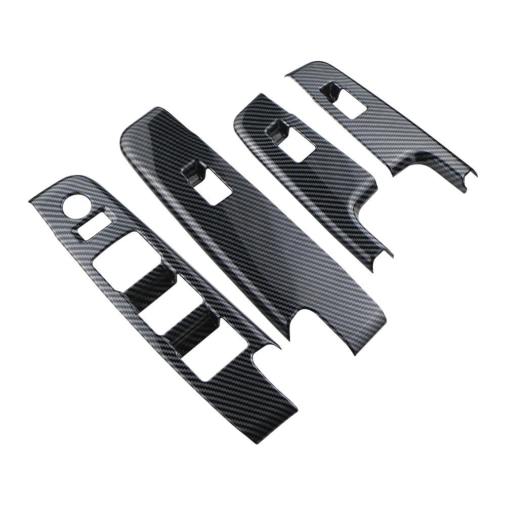 4Pcs Carbon Fiber Car Door Armrest Window Lift Panel Cover Sticker Trim for Isuzu D-Max Dmax 2021 2022 2023 LHD Accessories