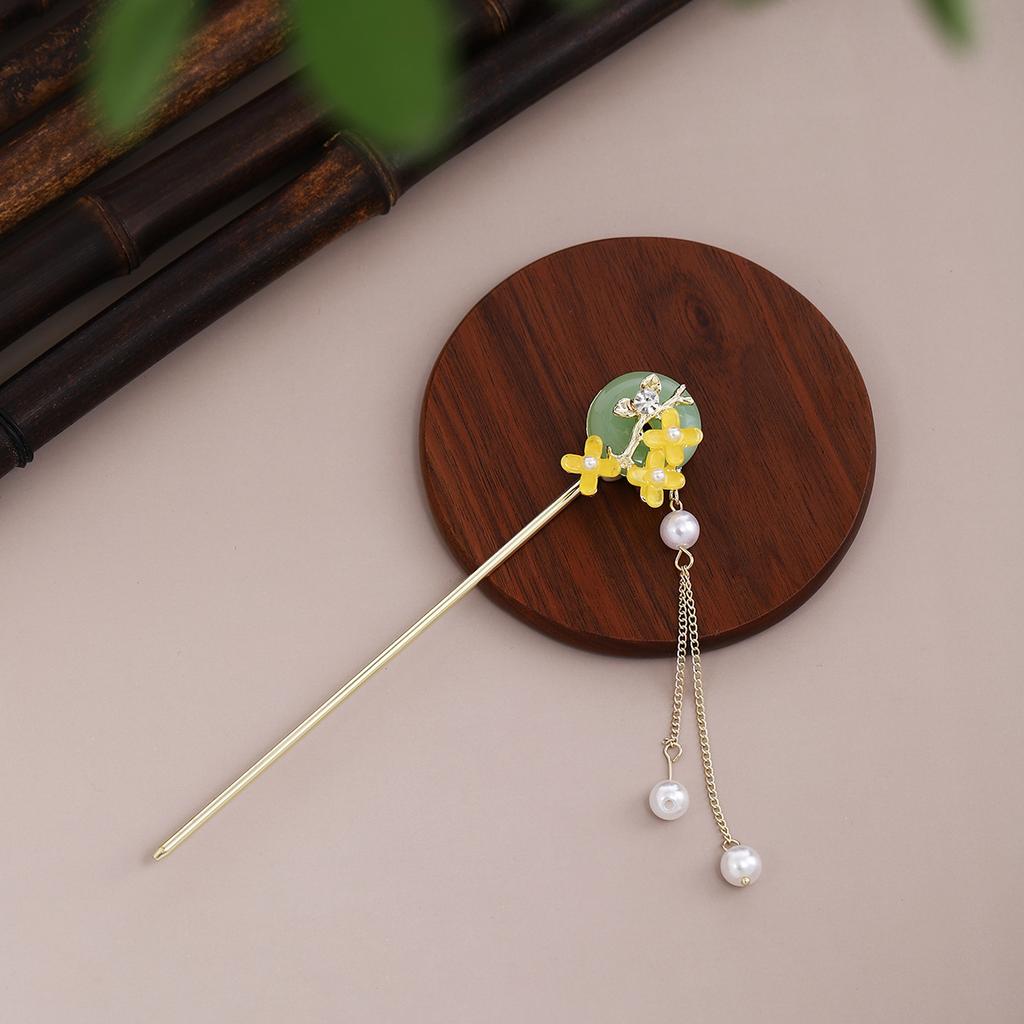 New Chinese Style Ethnic Style Retro Ping An Buckle Cheongsam Hair Ornaments Dripping Oil Flowers Butterfly Tassel Step Shaking Ancient Style Hairpin