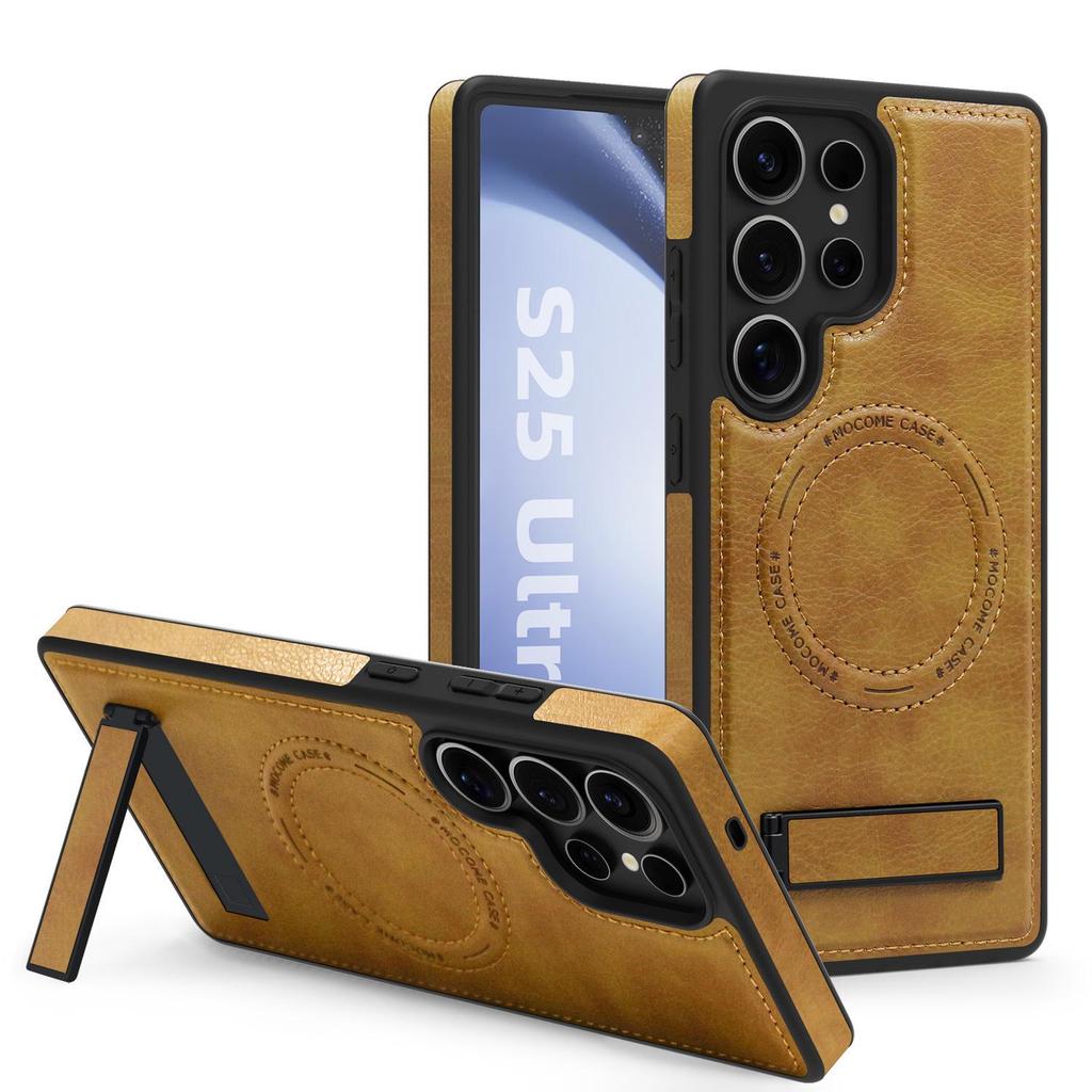 Samsung S25FE Leder Magnetische Hülle - Vollständiger Schutz Stoßfest mit Ständer für S24Ultra/S23.