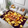 Gold Coins Crown 777 Pattern Drum Rug, Non-Slip Washable Area Carpet for Living Room Office, Birthday Holiday Gift Home Decor