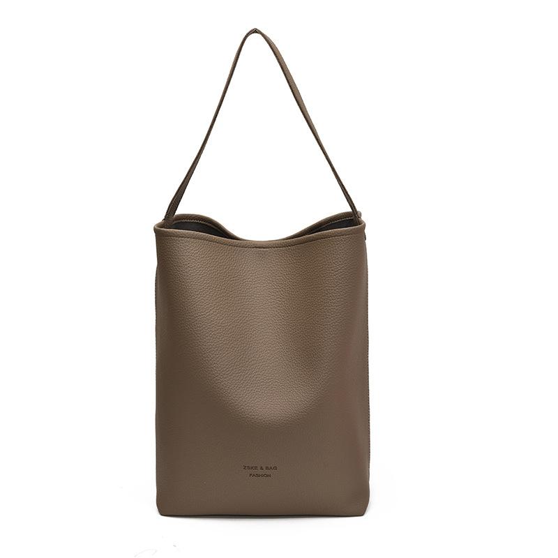 Retro casual bucket bag women's simple fashion shoulder bag large capacity sense high sense commuter messenger bag