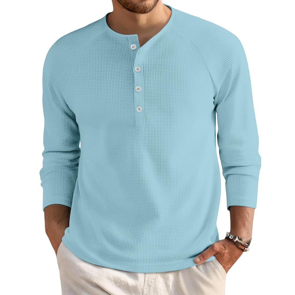 Men's Loose Casual Button Down Collar Long Sleeve Top