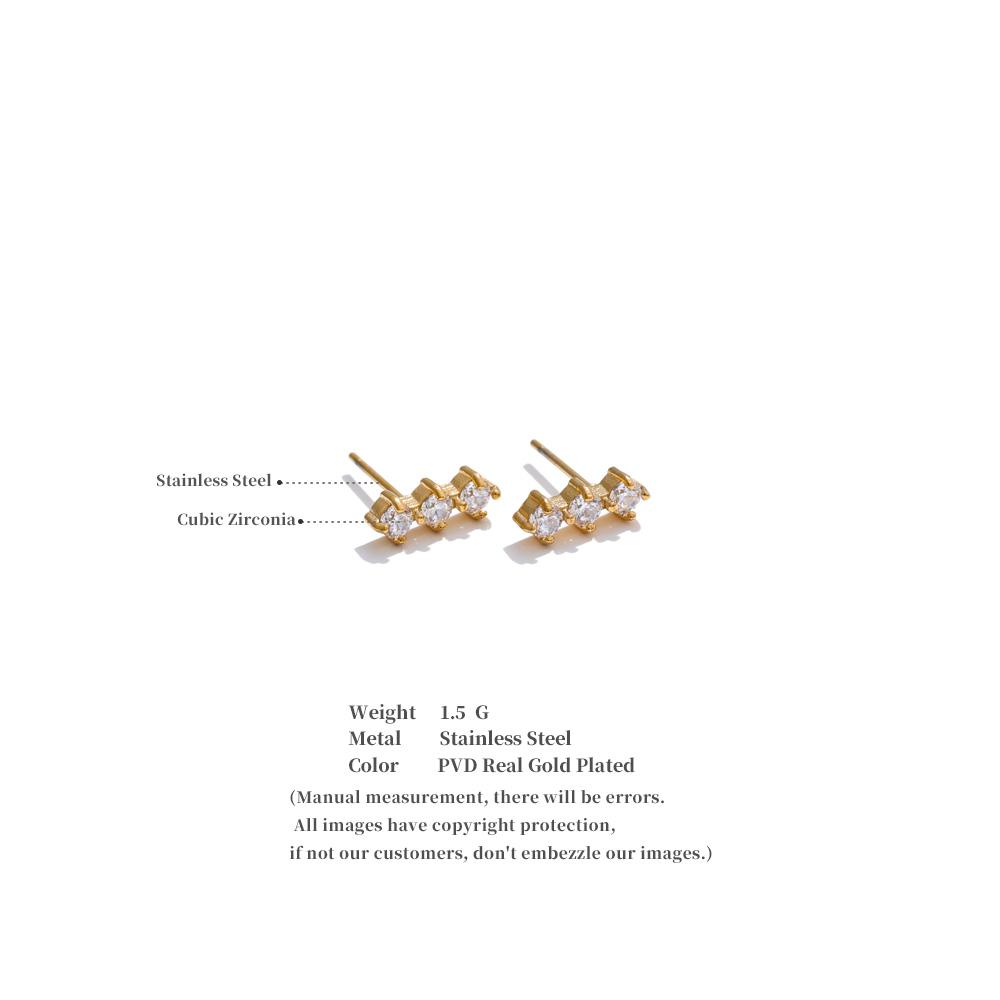 Eetit High Quality Shiny Cubic Zirconia Daily Stud Earrings for Women Stainless Steel Delicate Popular Versatile Jewelry Gift