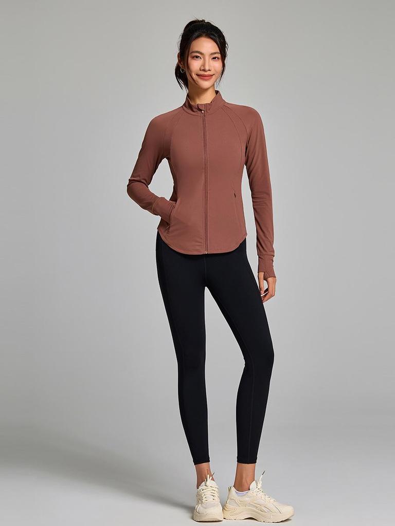 2025 Women's Long Sleeve Fitness Jacket for Spring & Autumn - Stand Collar Yoga & Running Sportswear