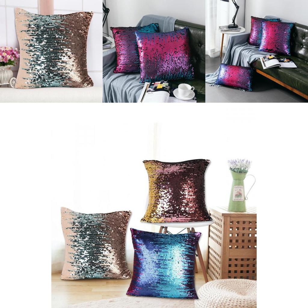 Luxurious Sequin Pillow Cover Double-sided Reversible Meteor Shower Design For Sofa Or Bedroom Decor