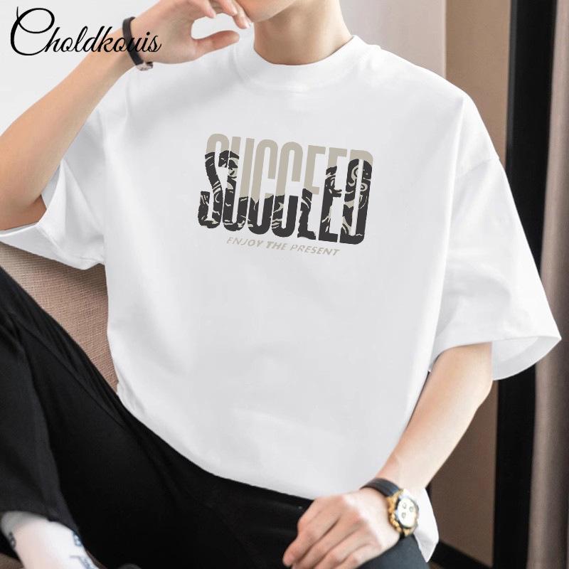 

Short sleeved T-shirt men s summer trendy brand versatile pure cotton heavyweight base shirt S