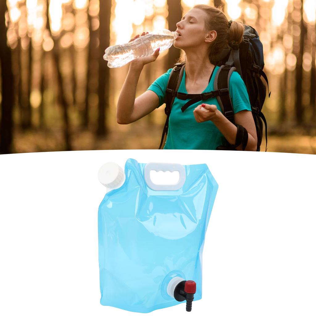2 Stück 5L faltbarer Wasserspeicherbeutel Große Kapazität Auslaufsicher Verdickt Hohe Tragfähigkeit Leichtgewicht Camping-Wasserbehälter mit Ventil