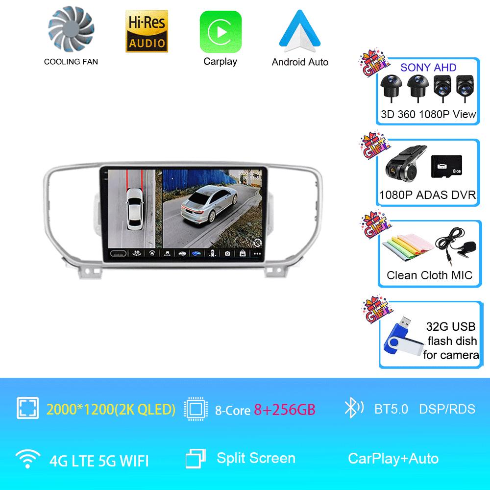 Android 14 Car Radio Carplay+Auto For KIA Sportage 4 KX5 2016 - 2018 Multimidia Video Player Navigation GPS Stereo 360 Camera BT