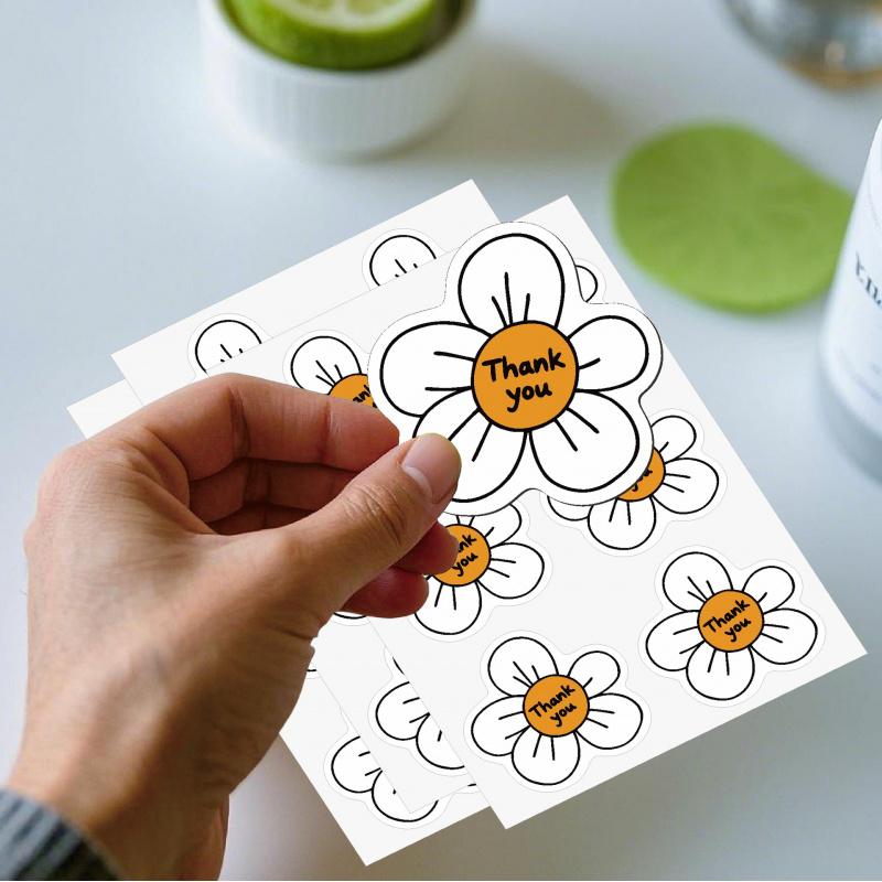 60PCS  Small White Flower Gift Box Packaging Thank You Stickers Packing Labels Airplane Box Decoration Sealing Stickers Baking S