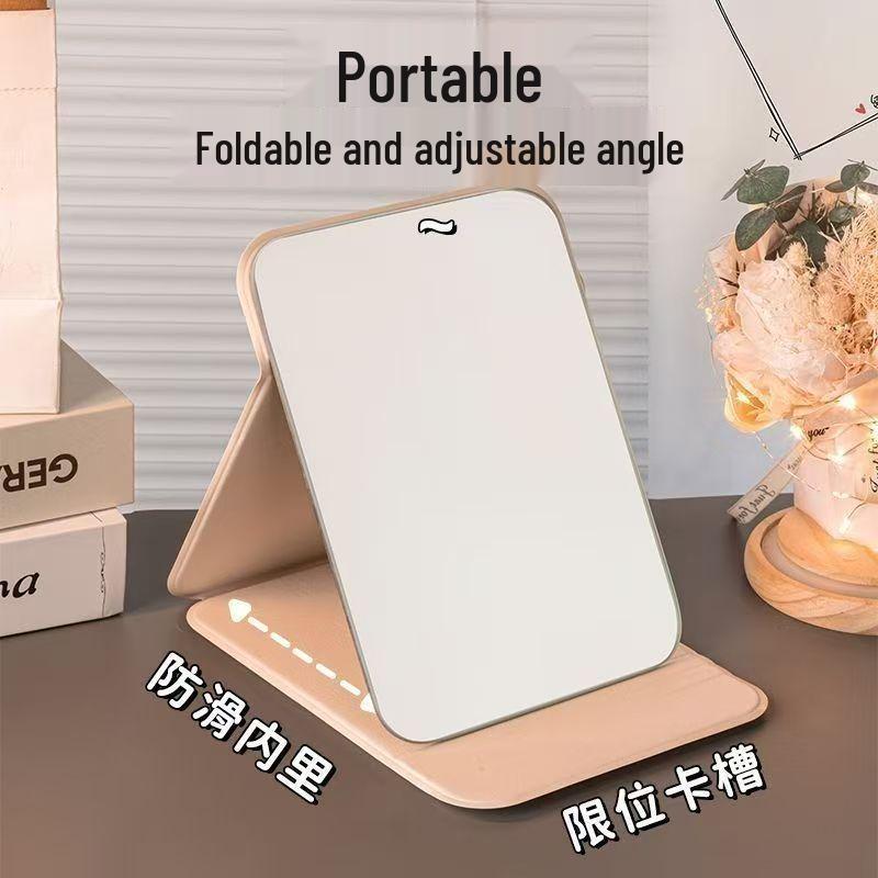 Folding Flip-up Makeup Mirror with Stand - High-Definition, Portable, Simple Vanity Table Mirror